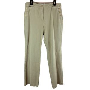 Talbots Women’s Khaki Pants Straight Leg Button Accents Size 12